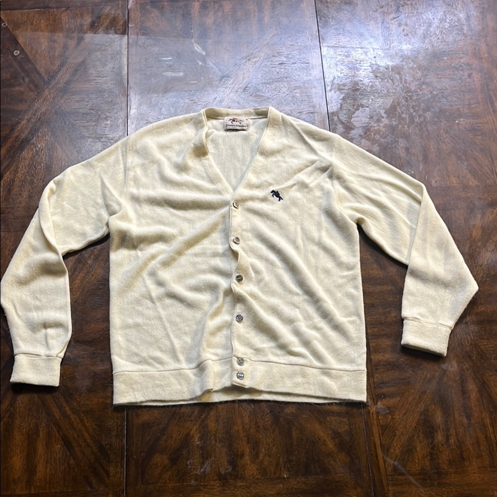 Steeplechase Men's Cream Cardigan Sweater